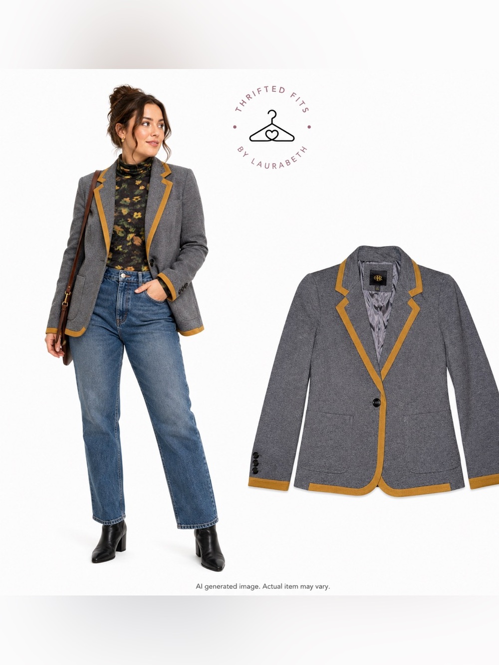 OBR Gray Blazer with Mustard Trim — Classic Notch Lapel